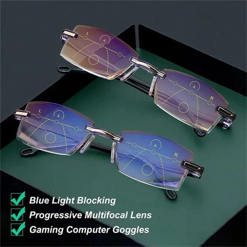 Glosrity Sapphire High Hardness Anti Blue Light Intelligent Dual Focus Reading Glasses